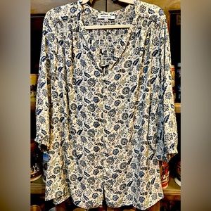 PLUS Rose & Olive 3/4 Sleeve Button Up Top